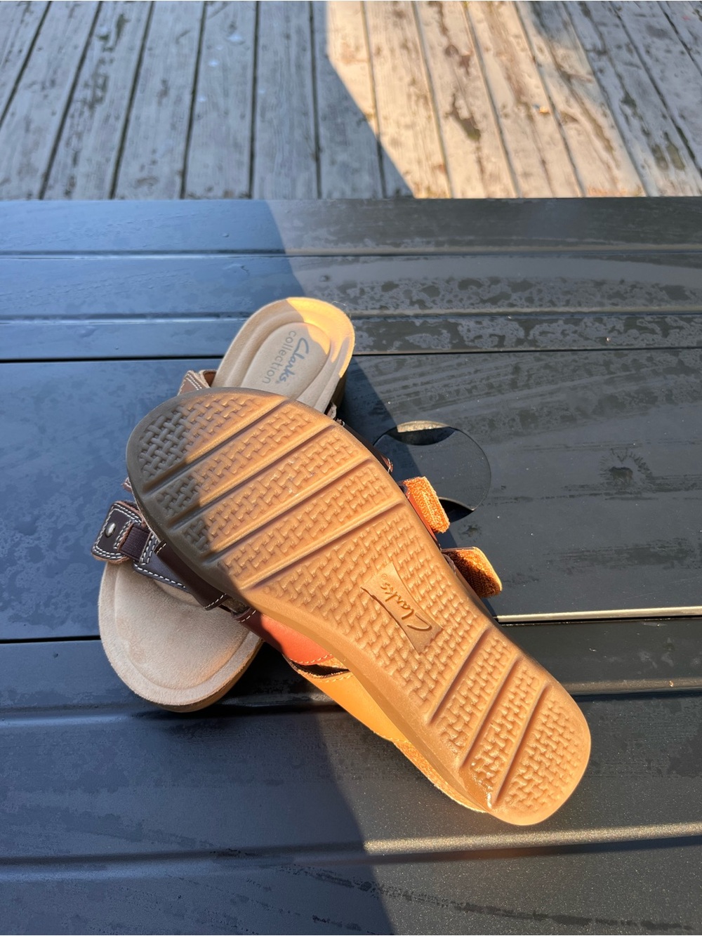 Clarks Collection Leisa Cacti Q Leather Slide Sandals NWOT Size 6 Brown Comfort - Picture 3 of 3